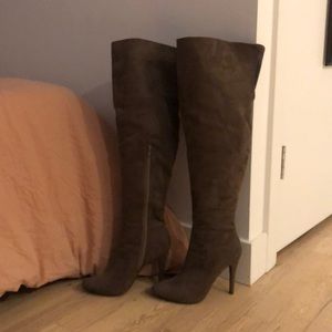 Suede Knee High Heeled Boots